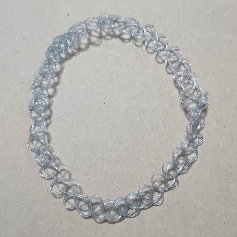 🔴 🆓️ FREE* Y2K Stretchy Jelly Baby Blue Translucent Choker Necklace Bracelet - Picture 4 of 6